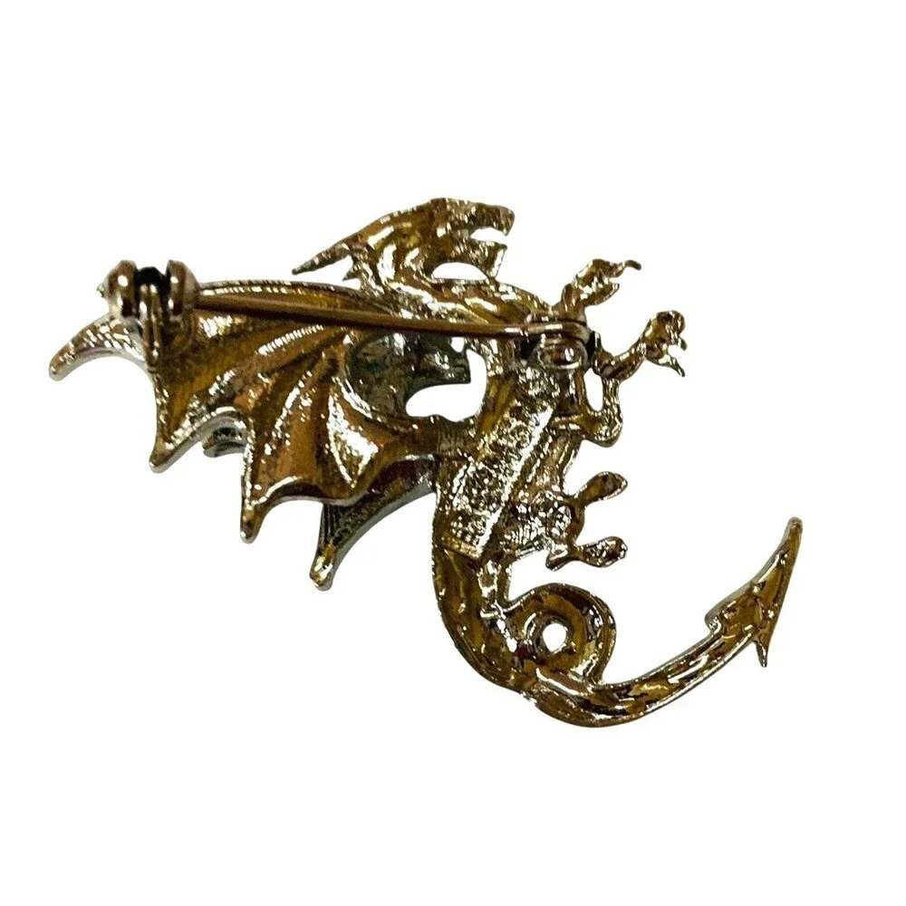 BONSNY Mythical Dragon Brooch Enamel Plated Metal Alloy